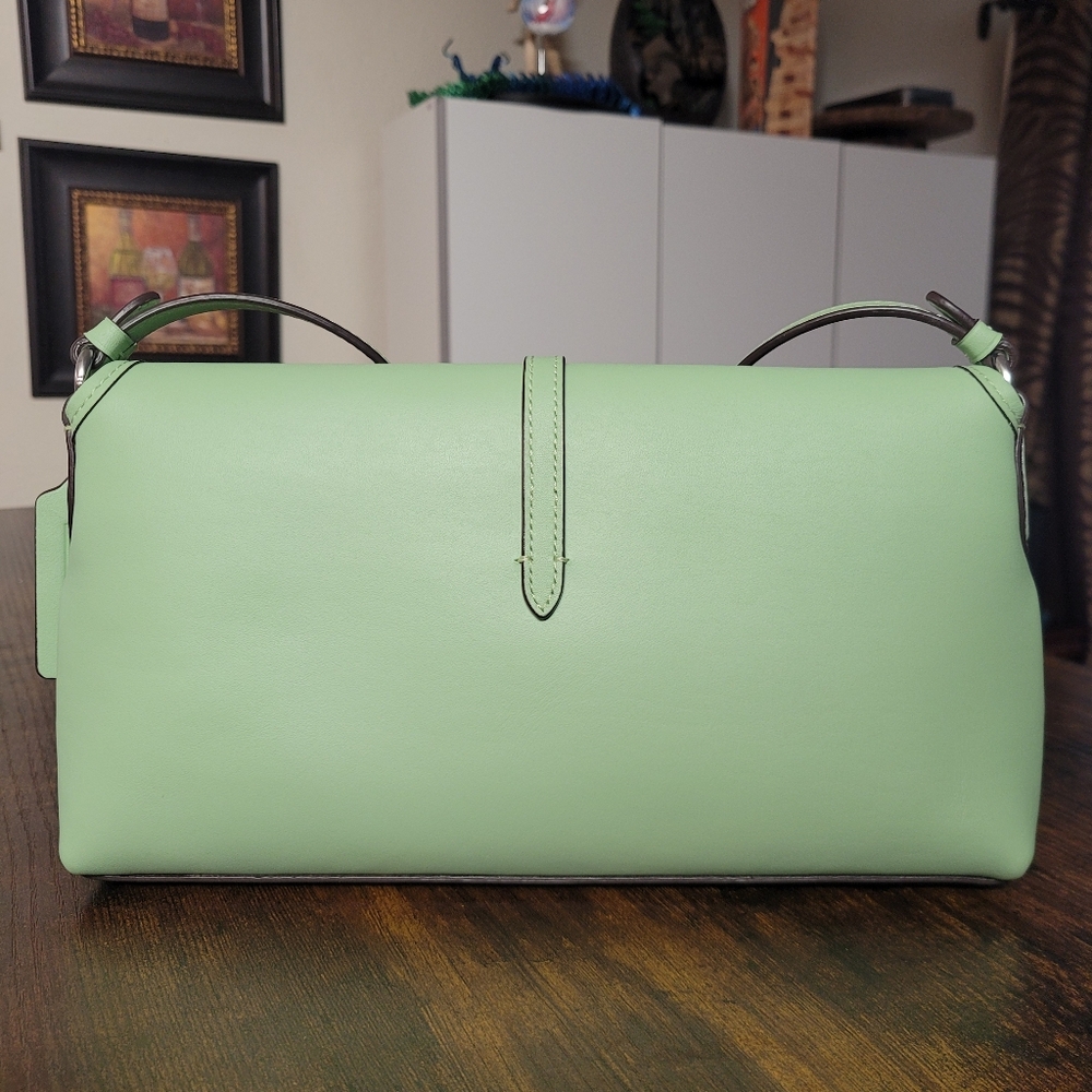 Coach Hamptons Small Leather Shoulder Bag.  Color: Pale Pistachio - Picture 6 of 16